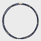 Birthstone September Sapphire Gold Bead Double Long Necklace