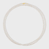 Birthstone April Pearl Crystal Double Long Necklace