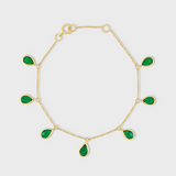 Chakra Emerald Raindrop Gold Bezel Bracelet