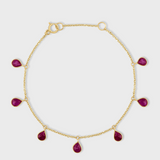 Chakra Ruby Raindrop Gold Bezel Bracelet