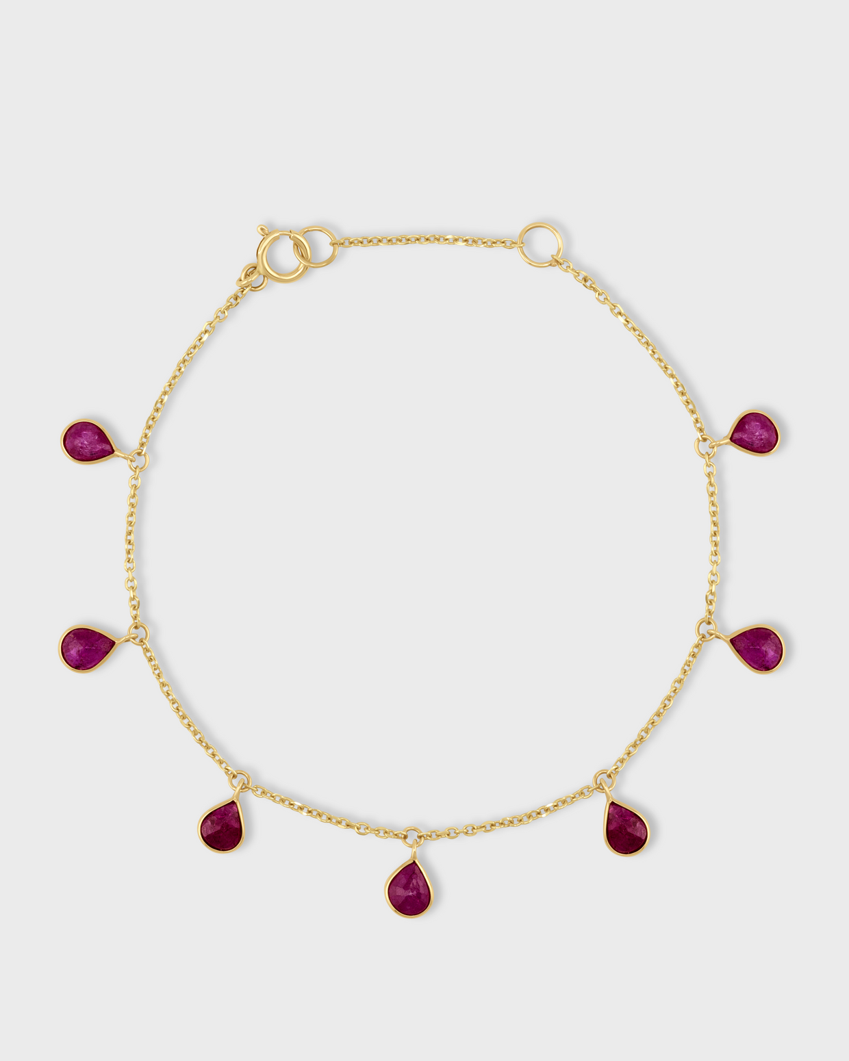 Chakra Ruby Raindrop Gold Bezel Bracelet