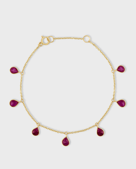 Purple Rain Ruby Raindrop Gold Bezel Bracelet