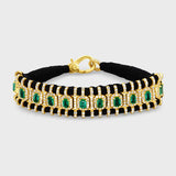 Chakra Emerald Diamond Gold Woven Bracelet