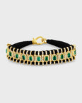 Chakra Emerald Cut Emerald Diamond Gold Woven Bracelet