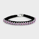 Chakra Skinny Pink Sapphire Diamond Halo Woven Bracelet