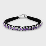 Chakra Skinny Amethyst Diamond Halo Silver Bracelet