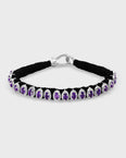 Chakra Skinny Amethyst Diamond Halo Silver Bracelet