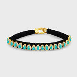 Chakra Skinny Turquoise Diamond Halo Woven Bracelet