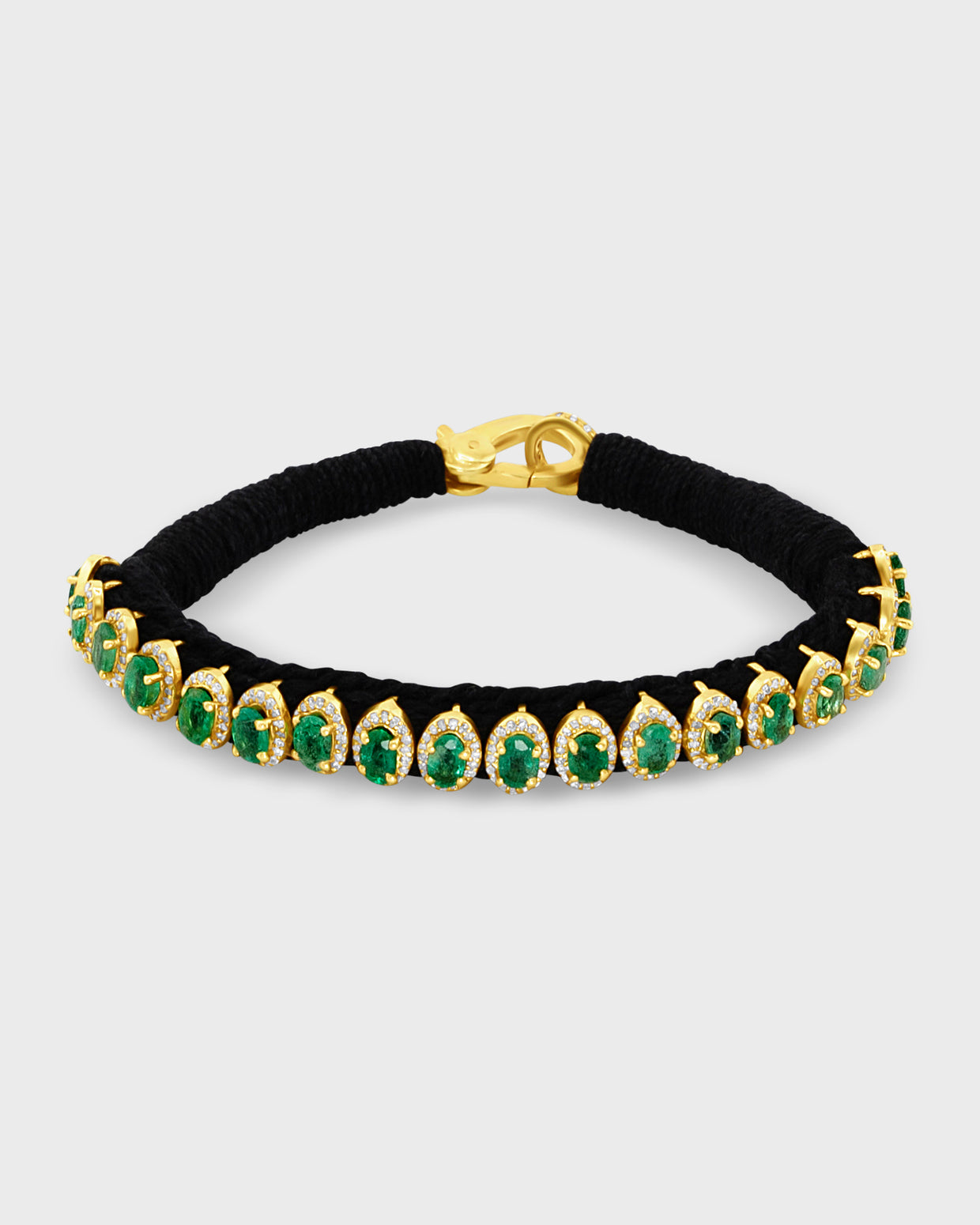 Chakra Skinny Emerald Diamond Halo Gold Bracelet