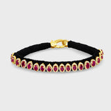 Chakra Skinny Ruby Diamond Halo Gold Bracelet