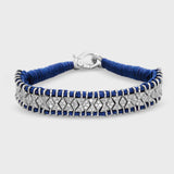 Chakra Geometric Diamond Silver Navy Woven Bracelet