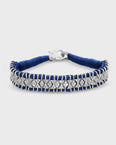 Chakra Geometric Diamond Silver Navy Woven Bracelet