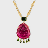 Happy Buddha Watermelon Tourmaline In The Clouds Necklace