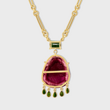 Happy Buddha Watermelon Tourmaline In The Clouds Necklace