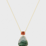 Happy Buddha Sunstone Tourmaline Necklace