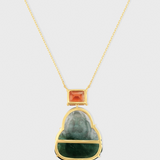 Happy Buddha Sunstone Tourmaline Necklace