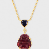 Happy Buddha Mini Sapphire Heart Tourmaline Necklace