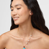 Happy Buddha Turquoise with Tourmaline Crown Pearl Necklace