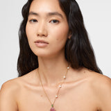 Happy Buddha Pink Tourmaline with Pearl Necklace