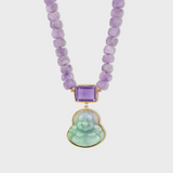 Happy Buddha Jade Amethyst Crown Necklace