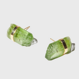 Crystalline Peridot Gold Bar Studs Single