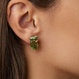 Crystalline Peridot Gold Bar Studs Single