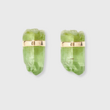 Crystalline Peridot Gold Bar Studs Single