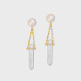 Ocean Classic Pearl Crystal Quartz Earrings