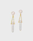 Ocean Classic Pearl Crystal Quartz Earrings