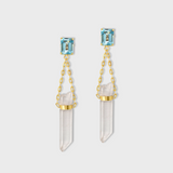 Chakra Blue Topaz Gemstone Crystal Drop Earrings