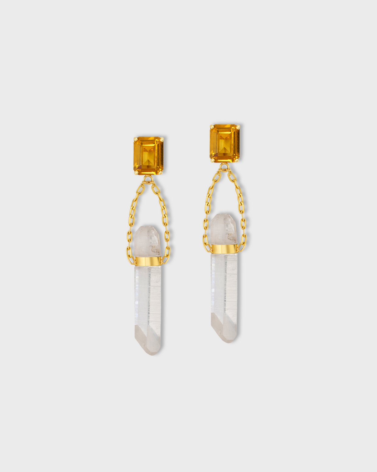 Gemmy Citrine Gemstone Crystal Drop Earrings