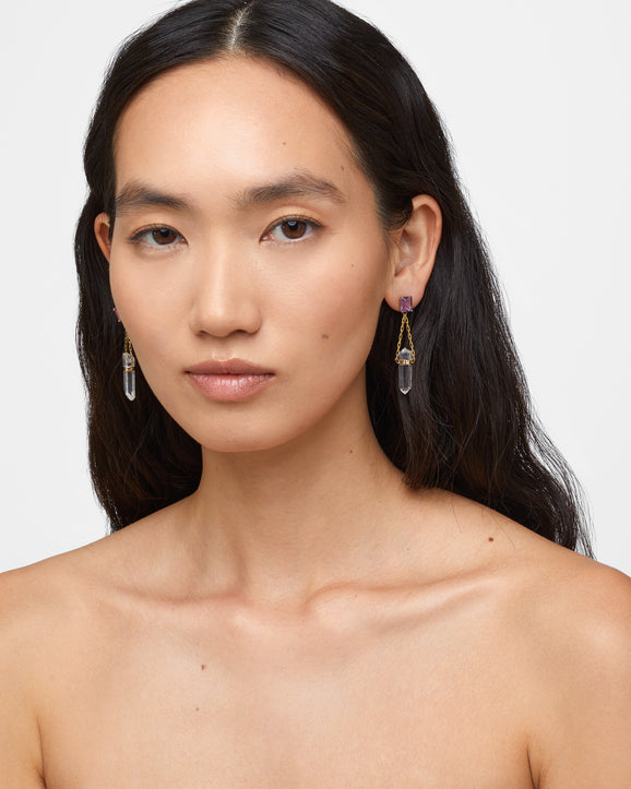 Gemmy Amethyst Gemstone Crystal Drop Earrings
