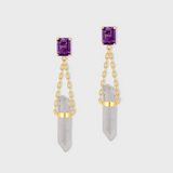 Chakra Amethyst Gemstone Crystal Drop Earrings