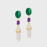 Treasure Malachite Amethyst Drop Earrings