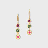 Spinel Tourmaline Slice Diamond Earrings