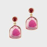 Pink Tourmaline Slice Earrings