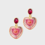 Ruby Tourmaline Heart Earrings