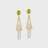 Chakra Peridot Gemstone Crystal Drop Earrings