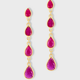 Chakra Ruby Four Teardrop Earrings