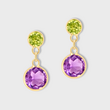 Chakra Peridot Amethyst Sphere Drop Earrings