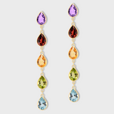 Chakra Rainbow Gemstone Five Teardrop Earrings