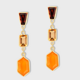 Chakra Garnet Citrine Carnelian Deco Earrings