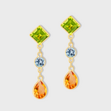 Chakra Peridot Topaz Citrine Dangle Earrings