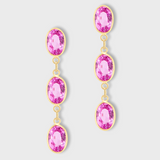 Chakra Pink Sapphire Oval Dangle Earrings