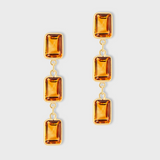 Chakra Citrine Emerald-Cut Dangle Earrings