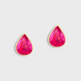 Chakra Ruby Teardrop Stud Earrings