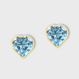 Chakra Blue Topaz Heart Stud Earrings