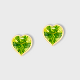 Chakra Peridot Heart Stud Earrings