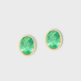 Chakra Emerald Oval Stud Earrings