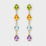 Chakra Multi Gemstone Raindrop Earrings